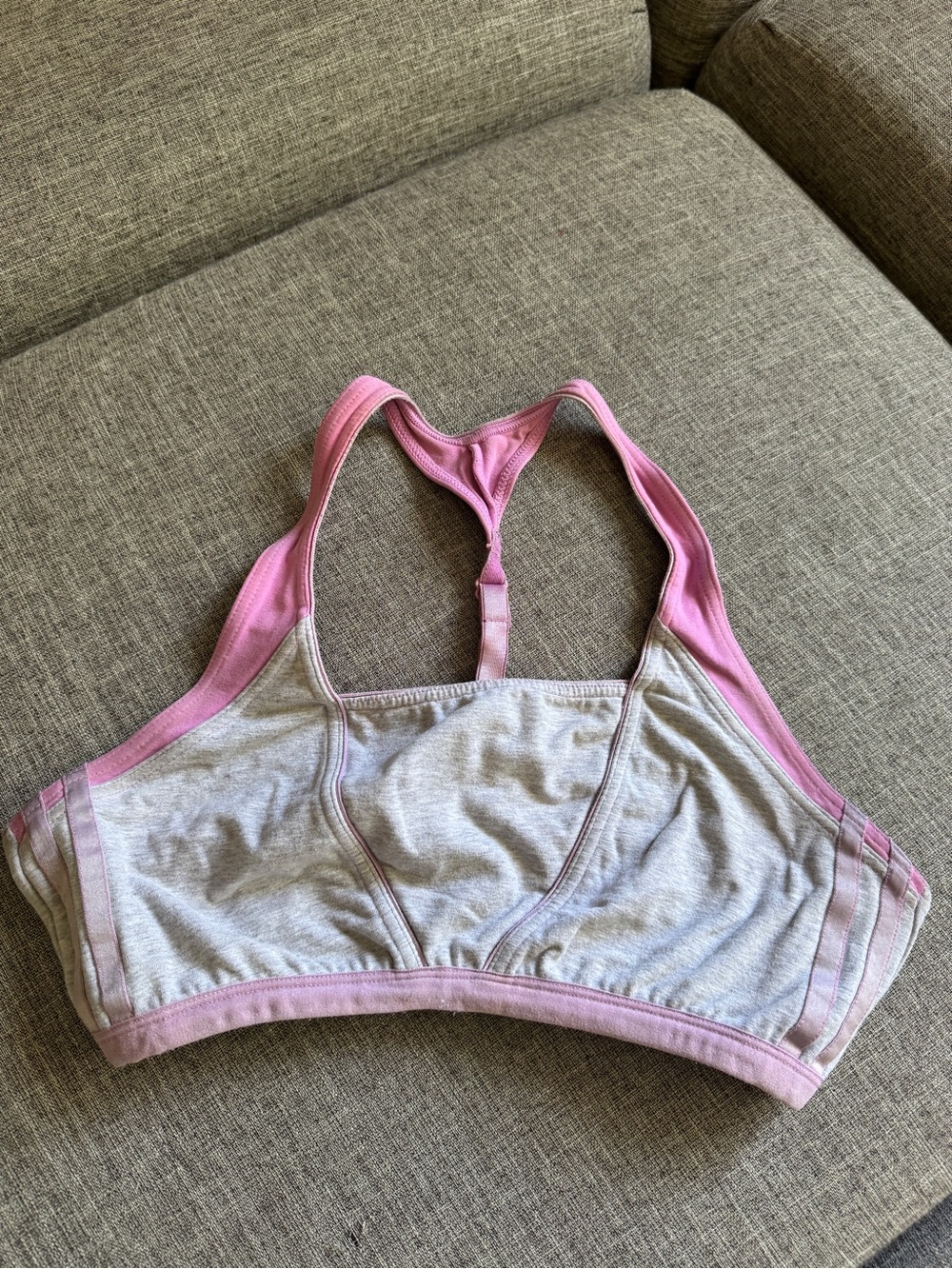 Victoria's Secret Gray and Pink Racerback Sports Bralette